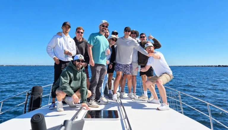 Friends on the bow during a Jacksonville yacht charter on the Sea Ray